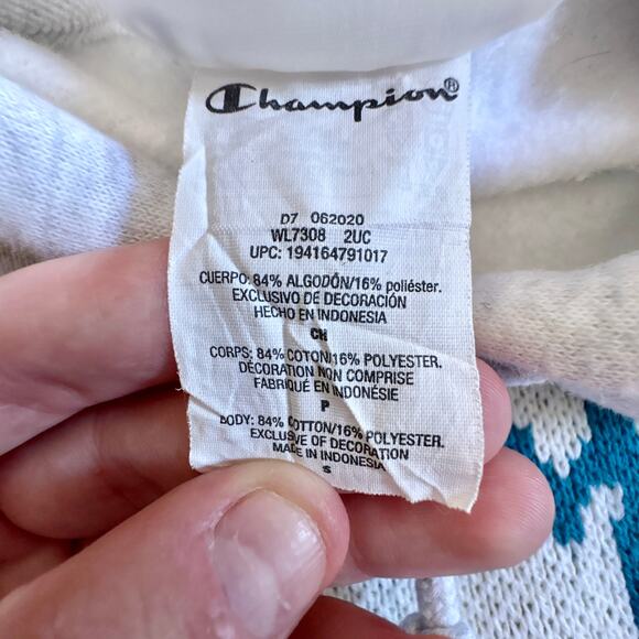 Champion Reverse Weave Heather Gray Spellout Hoodie Small - Picture 10 of 10